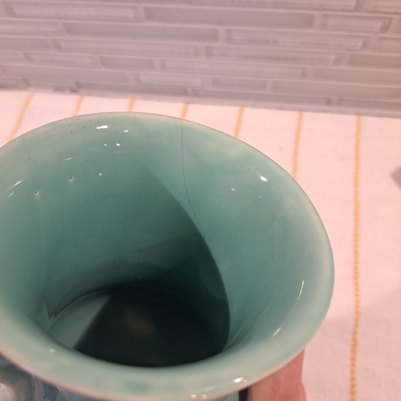 Aqua Blue CERAMIC Vase 6" - Picture 3 of 7